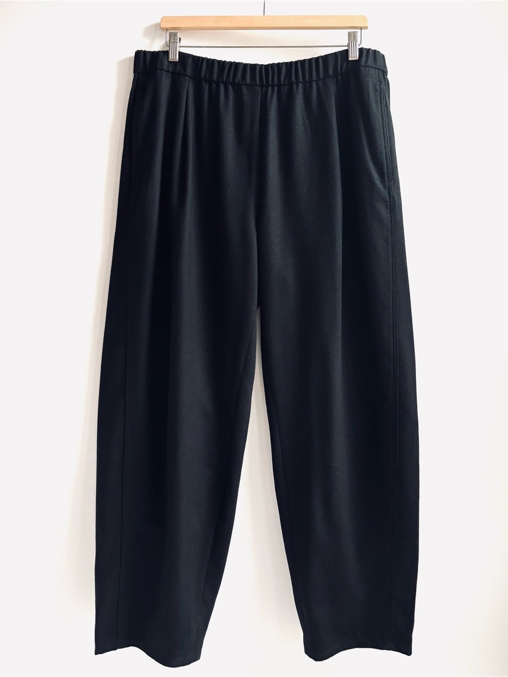 Eileen Fisher Felted Wool Jersey Lantern Ankle Pant in Regenerative Wool Sz XL